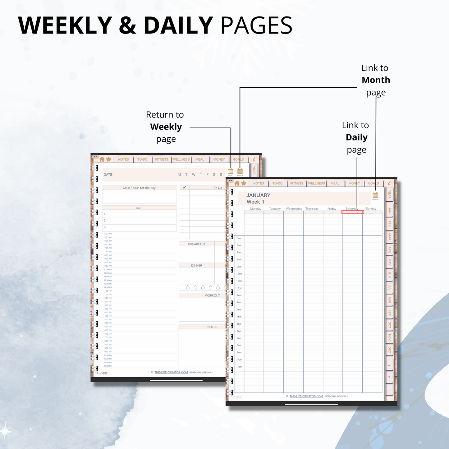 Life Planner | Undated | Portrait | Monthly, Weekly, Daily