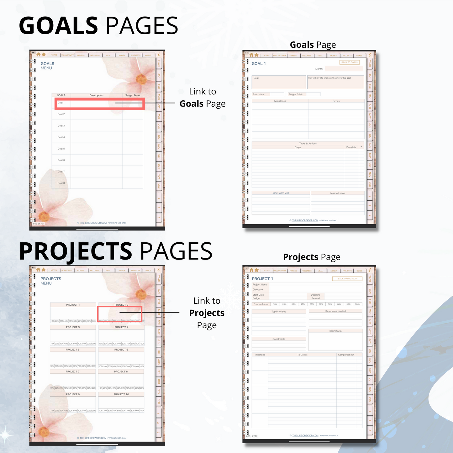 Life Planner | Undated | Portrait | Monthly, Weekly, Daily