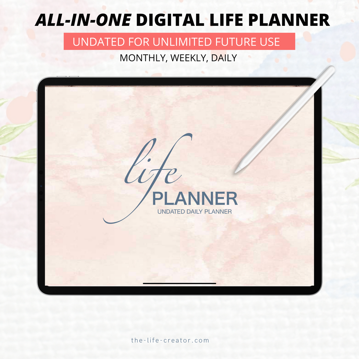 Undated Life Planner | Landscape | Monthly, Weekly, Daily