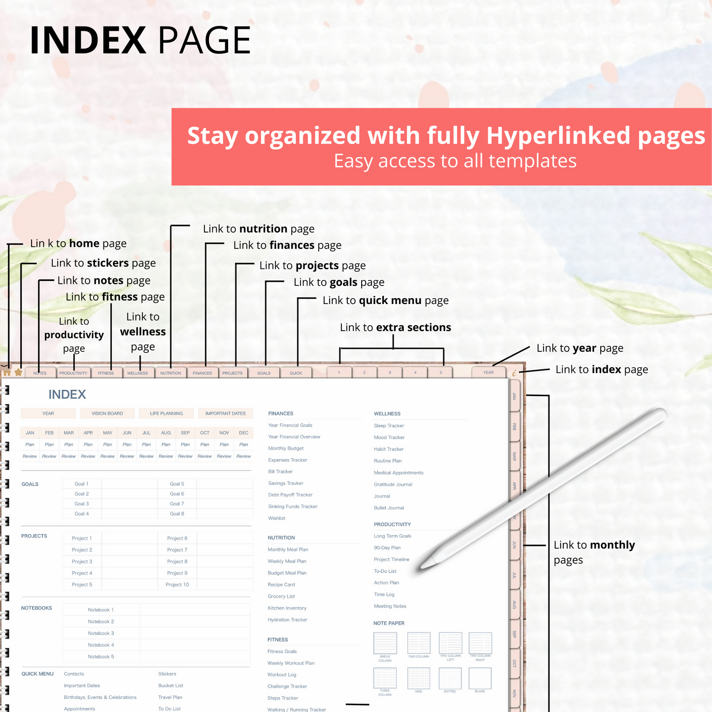 Undated Life Planner | Landscape | Monthly, Weekly, Daily