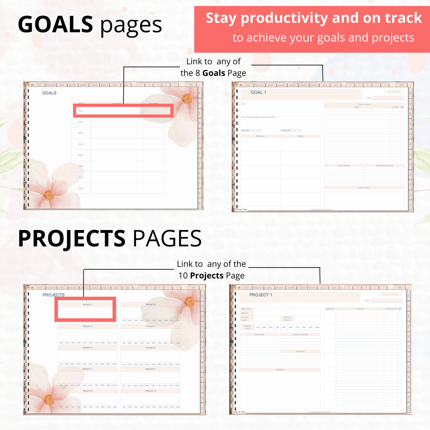 Undated Life Planner | Landscape | Monthly, Weekly, Daily