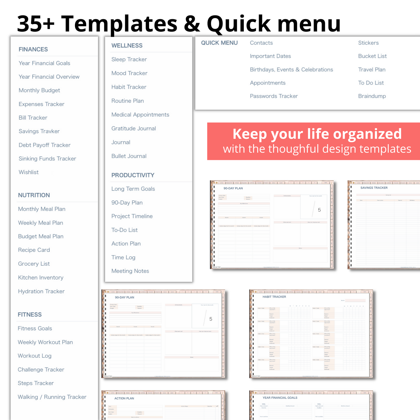 Undated Life Planner | Landscape | Monthly, Weekly, Daily