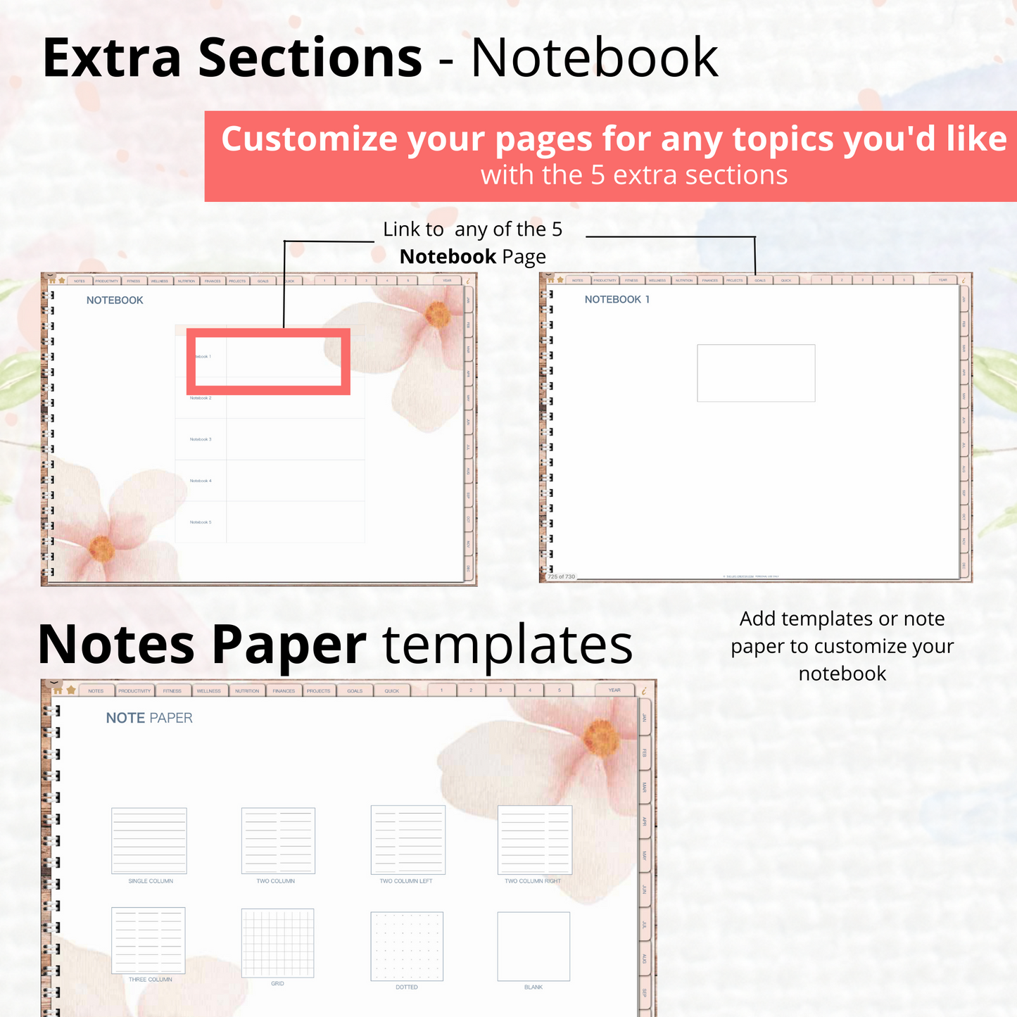 Undated Life Planner | Landscape | Monthly, Weekly, Daily