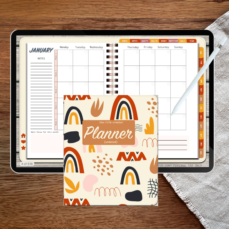 TLC BOHO ELEMENTS Undated Digital Planner (Landscape)