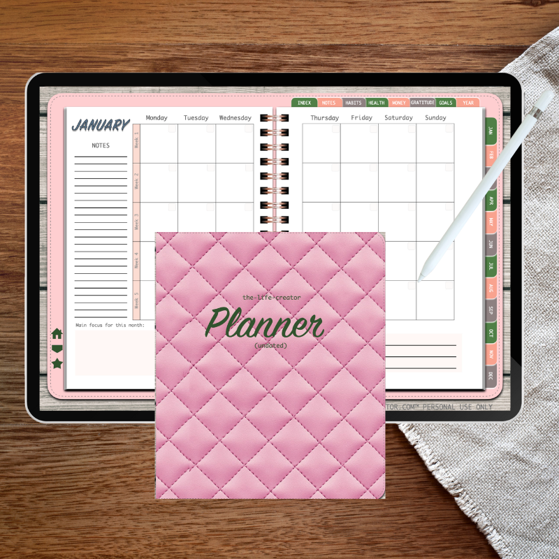 TLC QUILT PINK Undated Digital Planner (Landscape)