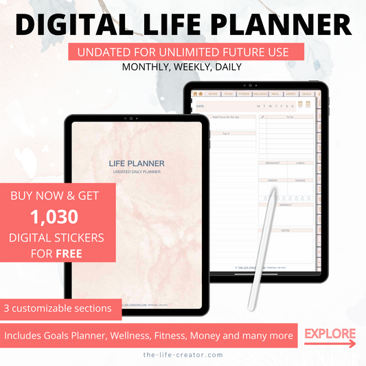 Life Planner | Undated | Portrait | Monthly, Weekly, Daily