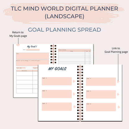 TLC MIND WORLD Undated Digital Planner (Landscape)