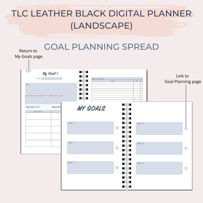 TLC LEATHER BLACK Undated Digital Planner (Landscape)