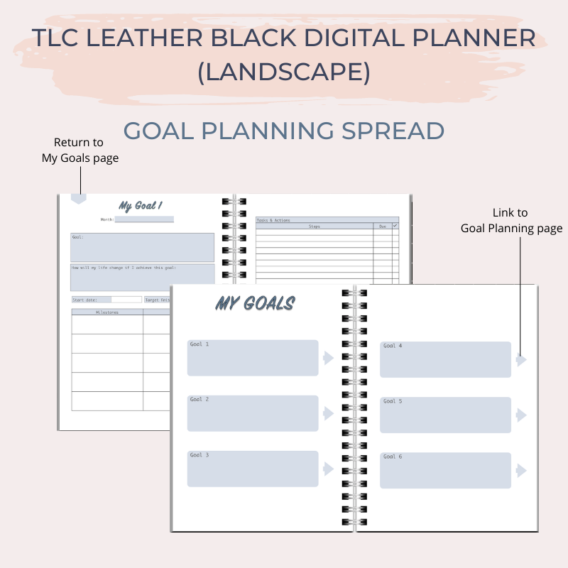 TLC LEATHER BLUE Undated Digital Planner (Landscape)