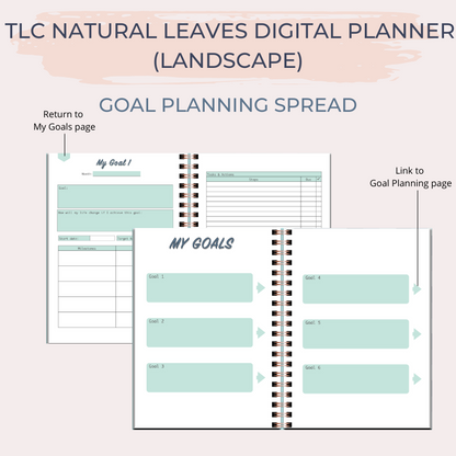 TLC NATURAL LEAVES Undated Digital Planner (Landscape)