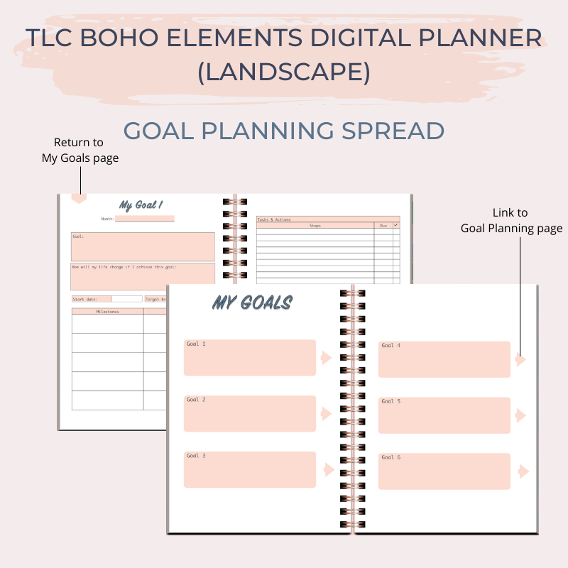 TLC BOHO ELEMENTS Undated Digital Planner (Landscape)