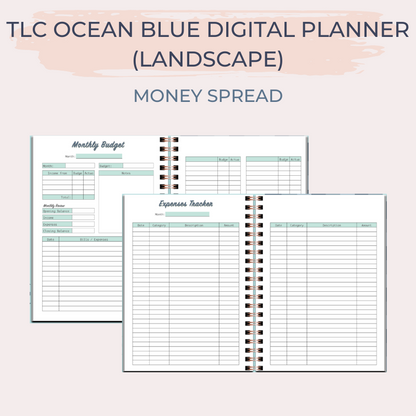 TLC OCEAN BLUE Undated Digital Planner (Landscape)