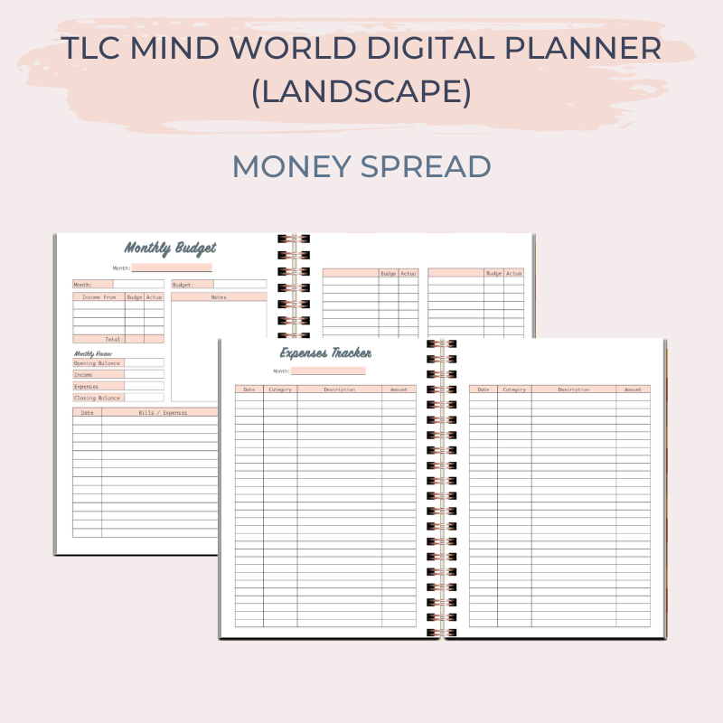 TLC MIND WORLD Undated Digital Planner (Landscape)