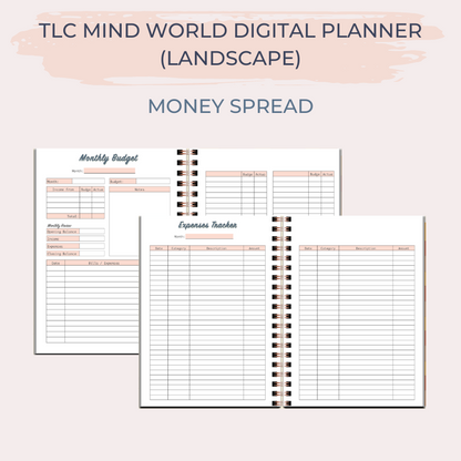 TLC MIND WORLD Undated Digital Planner (Landscape)