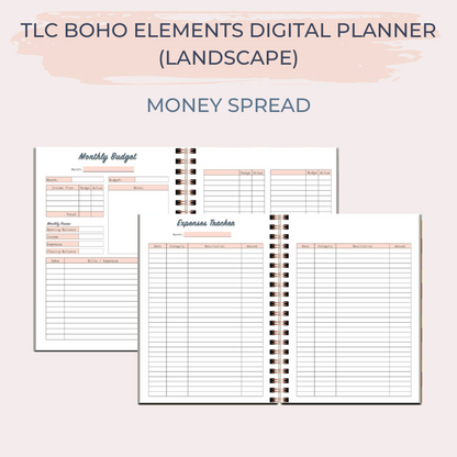 TLC BOHO ELEMENTS Undated Digital Planner (Landscape)