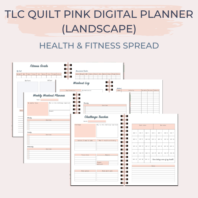 TLC QUILT PINK Undated Digital Planner (Landscape)