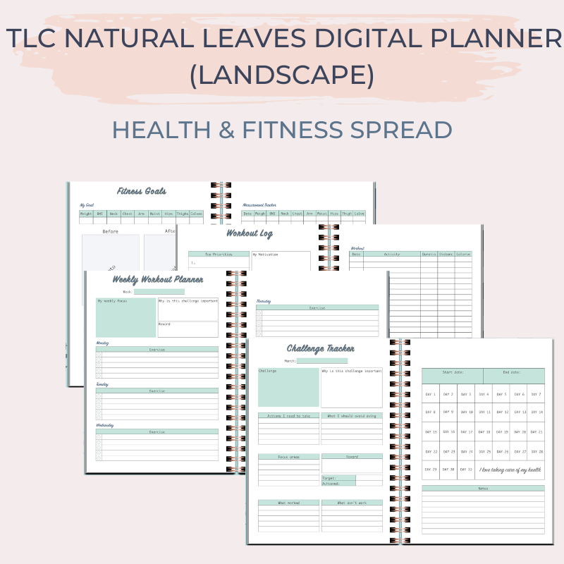 TLC NATURAL LEAVES Undated Digital Planner (Landscape)