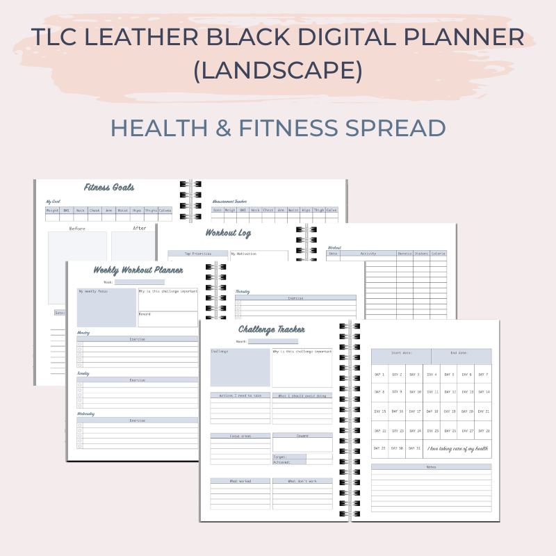 TLC LEATHER BLUE Undated Digital Planner (Landscape)