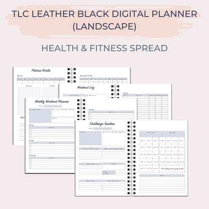 TLC LEATHER BLUE Undated Digital Planner (Landscape)