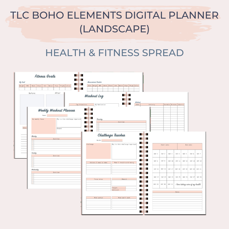 TLC BOHO ELEMENTS Undated Digital Planner (Landscape)