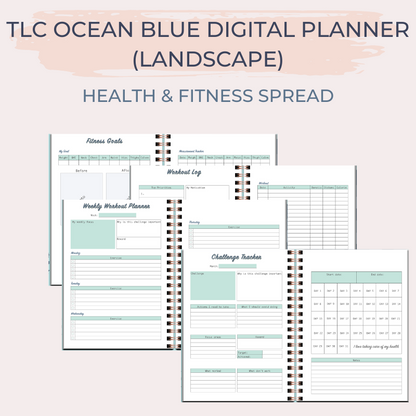 TLC OCEAN BLUE Undated Digital Planner (Landscape)