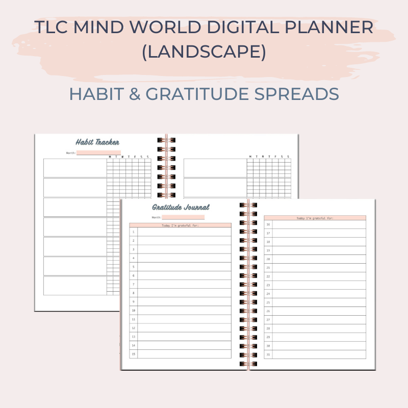 TLC MIND WORLD Undated Digital Planner (Landscape)