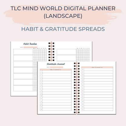 TLC MIND WORLD Undated Digital Planner (Landscape)