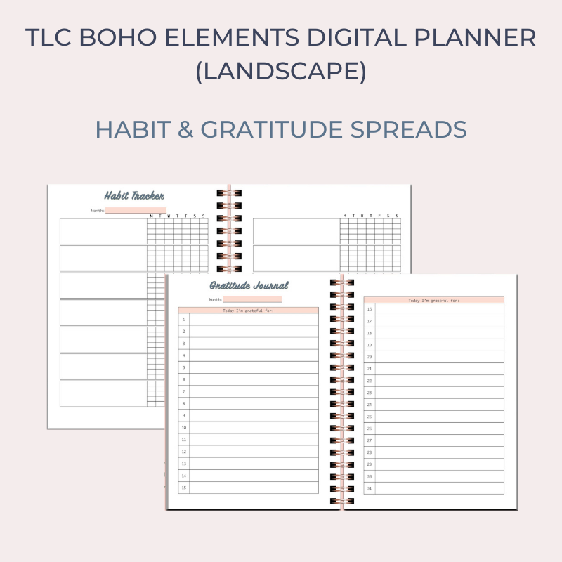 TLC BOHO ELEMENTS Undated Digital Planner (Landscape)