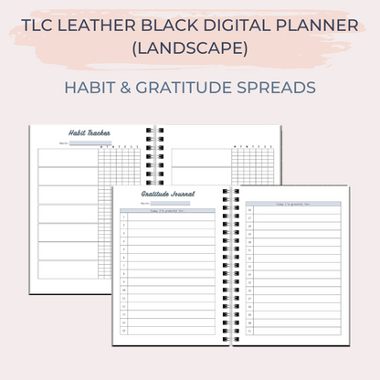 TLC LEATHER BLACK Undated Digital Planner (Landscape)