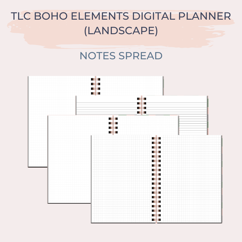 TLC BOHO ELEMENTS Undated Digital Planner (Landscape)