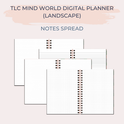 TLC MIND WORLD Undated Digital Planner (Landscape)