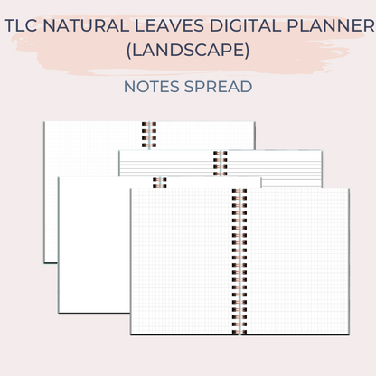 TLC NATURAL LEAVES Undated Digital Planner (Landscape)