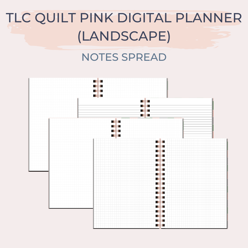 TLC QUILT PINK Undated Digital Planner (Landscape)