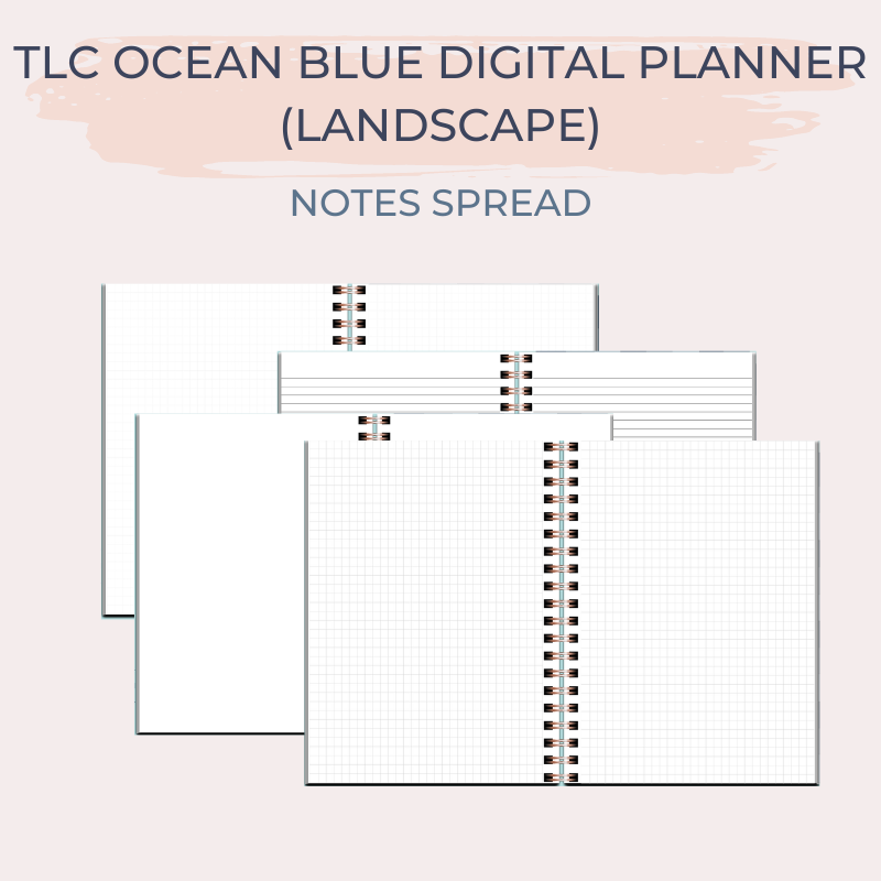 TLC OCEAN BLUE Undated Digital Planner (Landscape)