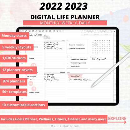 2022 2023 Life Planner | Landscape | Monthly Weekly Daily